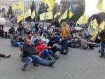 На Крещатике сегодня лежали активисты финансовго Майдана