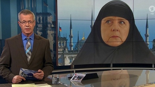 Немецкий телеканал показал Меркель в хиджабе на фоне минаретов