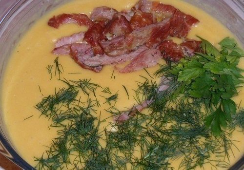 Аромат сногсшибательный — Сырный суп с копченостями