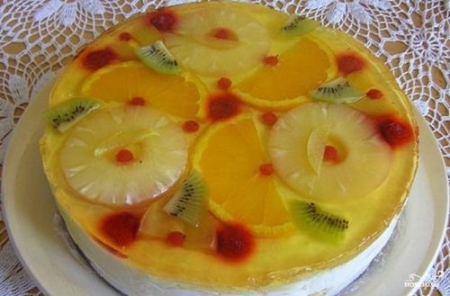 Мамины секреты "Творожный пирог с фруктами и апельсиновой глазурью"