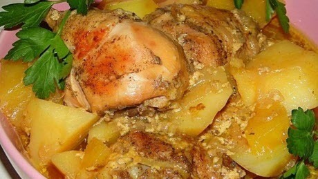 Мамины секреты "Куриные голени тушенные с картошкой в молочно-чесночном соусе"