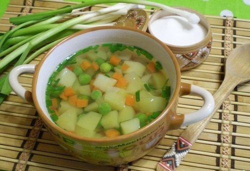 Бабусині страви: "Овочевий суп зі зеленим горошком"