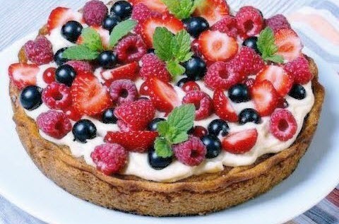 Мамины секреты "Фруктово-творожный пирог с ягодами"