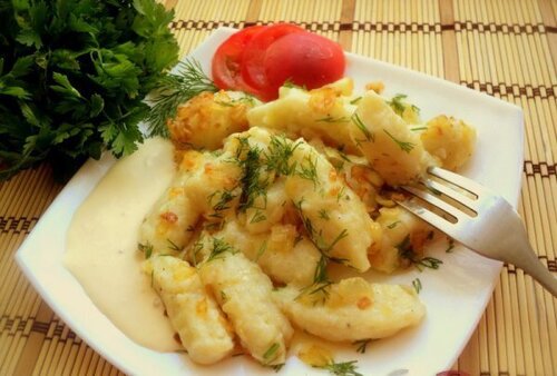 Маміни секрети "Картопляні галушки з овочами"