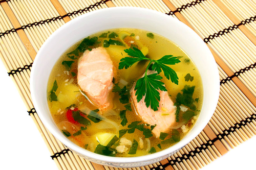 Маміни секрети "Грибна юшка з червоною рибою"