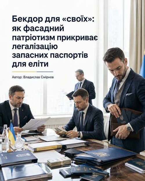 "Бекдор для «своїх»: як фасадний патріотизм прикриває легалізацію запасних паспортів для еліти" - Владислав Смірнов