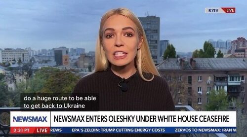 "Фрагмент ранкового ефіру NEWSMAX, який висвітлює евакуацію з Олешків" - Остап Яриш
